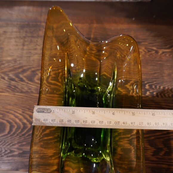 Bohemian Niagara Series Amber & Green Sommerso Chech Glass Bowl by Karel Zemek - Picture 9 of 15